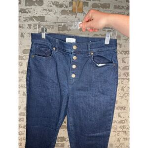 Loft | women button fly denim Highrise flare cropped